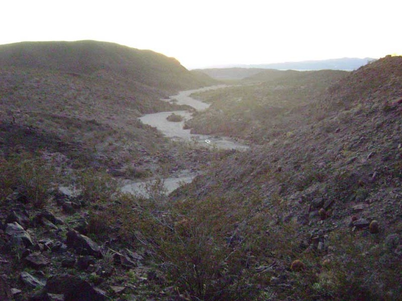 Looking back down the Indian Springs wash toward my campsite