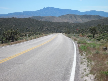 The eight-mile downhill to Nipton on Nevada 164 begins!