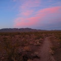 It's getting darker (and redder) by the minute as I follow a small drainage in the creosote-bush scrub on the way back to Nipton