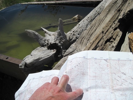 Before leaving Indian Spring, I check the map for my route across the plateau toward Juniper Spring