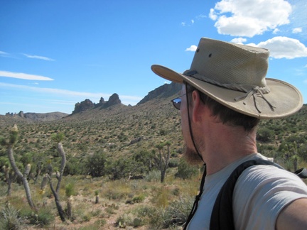 Now that I'm on the pass by Vanderbilt Peak, I have views southwest across the Indian Spring plateau to Castle Peaks