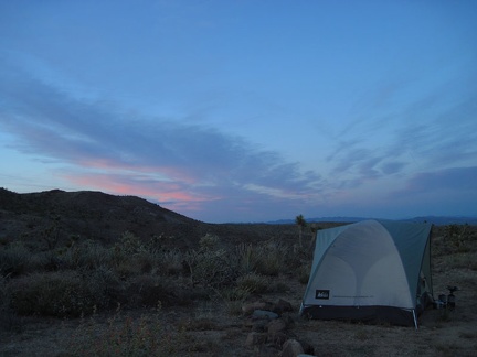 Feathery pinks and blues dust the sky looking northeast