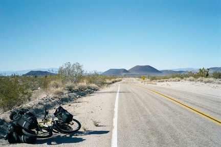 Looking back down behind me on Kelbaker Road as I approach the summit at 3800 feet