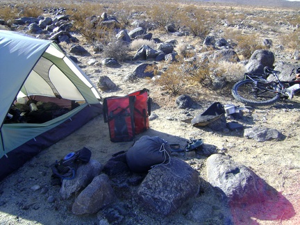 It's that everything-out-of-the-tent moment again; time to leave the Kelso Dunes area!