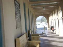 The 10-ton bike waits outside the doors to the Kelso Depot visitor centre