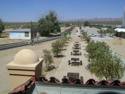 From Kelso Depot, view northeast up Kelso-Cima Road from the door at the end of the second-floor corridor