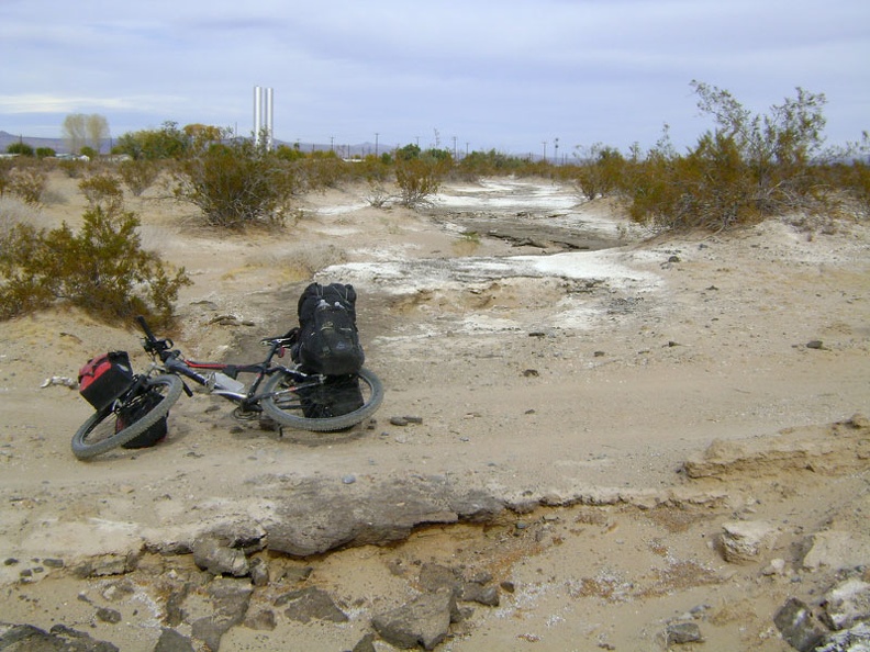 Just before reaching the real pavement near Kelso Depot is an old washed-out road that was once paved