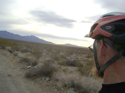 On my right as I climb Kelbaker Road, the usually vivid Kelso Dunes pale in the murky light of the cloudy afternoon