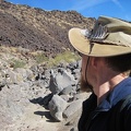 A cascade of sloping volcanic rock edges this wash in the Kelso Dunes Wilderness Area