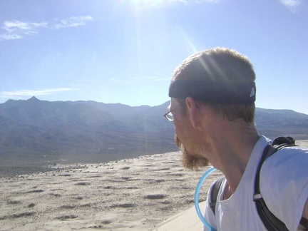 Looking down toward my campsite at the the end of the road from the top of Kelso Dunes