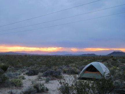 What's more scenic than a tent in a Mojave Desert sunset?