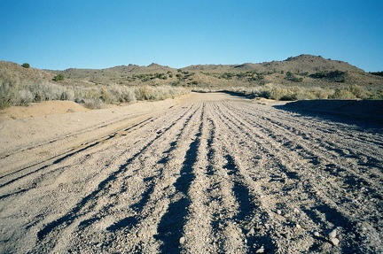 Kitty-litter sand and gravel on Cedar Canyon Road in the Watson Wash area