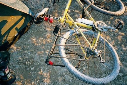 The frost is especially thick on my bicycle tires