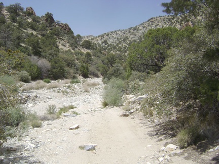 The road shares Keystone Canyon with a wash and crosses it several times