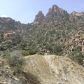 The eroding old mine site at the top of Keystone Canyon sits just a few hundred feet below the peak of New York Mountain