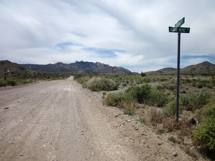 Hart Mine Road ends at Barnwell, so I turn south on Ivanpah Road, with the New York Mountains peaks in front of me