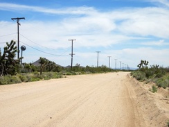 I know I'm getting close to the junction of Ivanpah Road and Cedar Canyon Road when I see power lines along the road