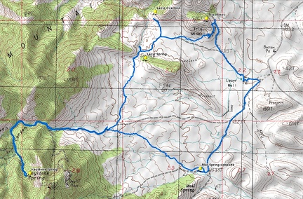 Hiking route: Mail Spring, Lecyr Spring and Keystone Spring, Mojave National Preserve