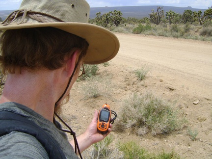 When I reach Cedar Canyon Road, I stop to check my GPS for directions