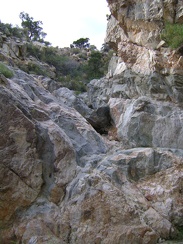 I look back at another pile of rock that I just climbed down in Seep Canyon