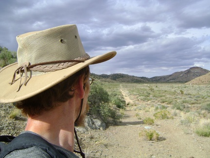 I stumble upon that abandoned alignment of the old Mojave Road again just before arriving at Cedar Canyon Road