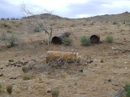 Approaching the Columbia Mine area, I pass a few abandoned metal tanks