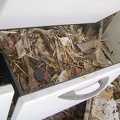 The other bottom drawer of the stove is full of packrat materials