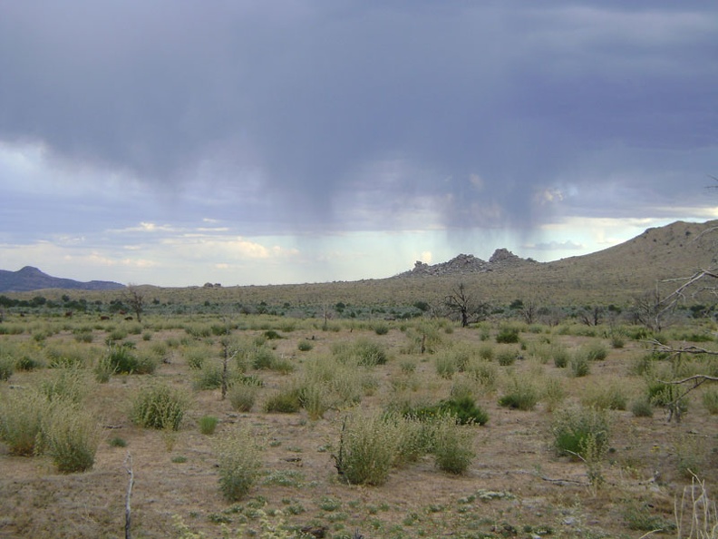 As I get closer to Mid Hills campground, the dark clouds weaken, but a few raindrops fall