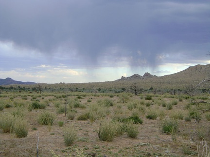 As I get closer to Mid Hills campground, the dark clouds weaken, but a few raindrops fall
