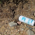 I start today's hike after a slow breakfast and notice an old coconut-juice can by Pine Spring Road