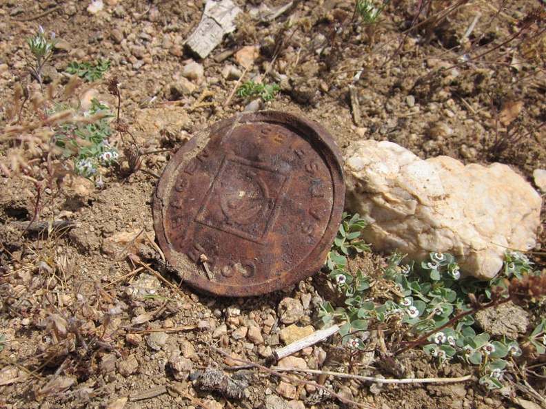 I must be near Pine Spring; here's an old rusty tobacco can lid