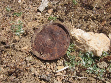I must be near Pine Spring; here's an old rusty tobacco can lid