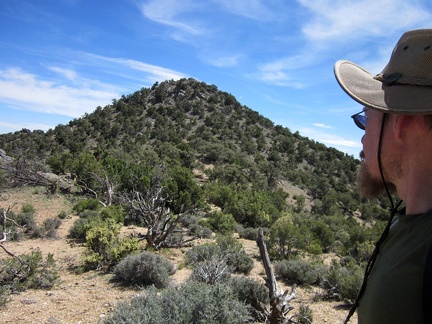 From the saddle, I look back at McCullough Mountains Peak 6557