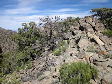 On the way up to Peak 6425 in the McCullough Mountains are a few rock piles