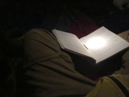 After dark, I write notes in my journal and wind down as the evening gets progressively cooler