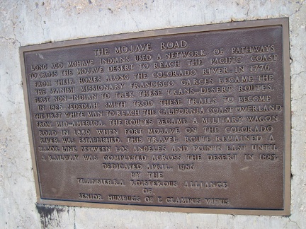 Detail view of the E Clampus Vitus plaque at the junction of Mojave Road, Kelso-Cima Road and Cedar Canyon Road