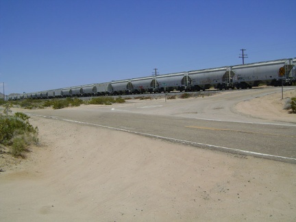 Refreshed after my break, I'm ready to start the ride up Cedar Canyon Road when a freight train passes by