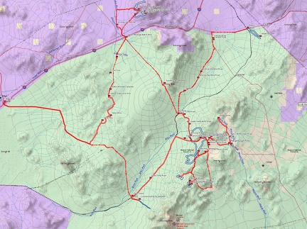 Map of Mojave National Preserve bicycle and hiking routes