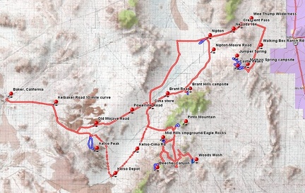 Mojave National Preserve hiking and bicycle routes, 2010 trip