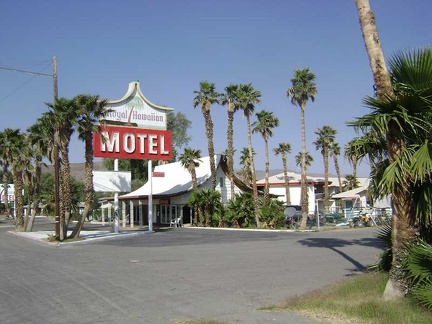 Roadside view of the Royal Hawaiian Motel, my home last night while waiting to begin the bikepacking trip