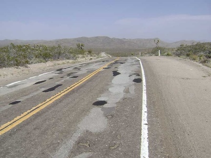 Replenished, I begin the slow 12-mile descent to the Mojave National Preserve Kelso Depot visitor centre 1700 feet below