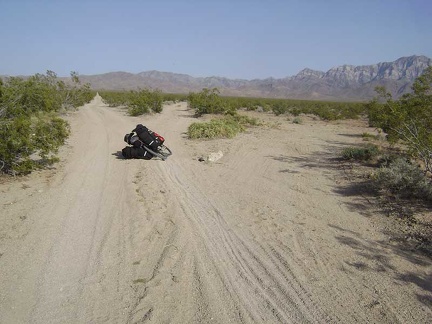 Just beyond the railroad tracks, Globe Mine Road splits into three unnamed roads