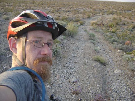The "shortcut" road dips down into a wash as it connects from the south fork to the middle fork of Globe Mine Road