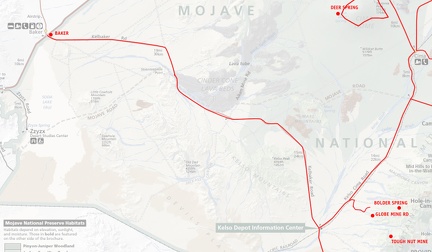 Mojave National Preserve map, Day 1: Baker to Globe Mine Road