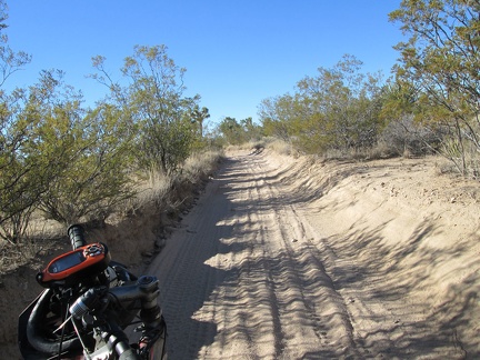 A few segments of the Mojave Road, like this one, have essentially turned into a drainage channel