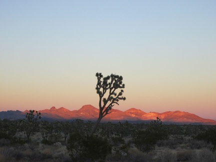 Two minutes later, the orange glow on the Castle Mountains is fading into pink as the belt of Venus forms