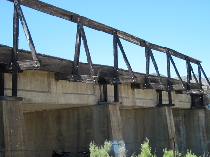 Several of the rail supports are crooked and one has cracked