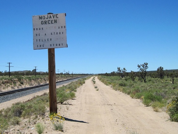 A handmade sign warns of the dangers of the Mojave Green rattlesnake
