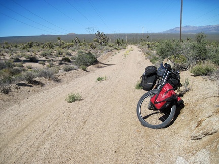 I take a break near the Mojave Road junction for an energy bar, water, and to apply more sunscreen