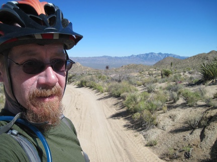 I turn here and begin the short climb up to the summit of the old Mojave Road, after which the big downhill of the day begins